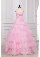 Beautiful Baby Pink Sweetheart Ruffles Layered Quinceanera Dress