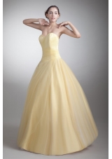 Dreamy Light Yellow Sweetheart Floor-length Quinceanera Prom Dresses