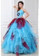 Lovely Aqua Blue Strapless Quinceanera Gowns with Rhinestones