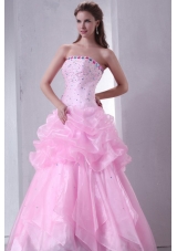 Baby Pink Pick Ups and Beading Organza Quinceanera Dress