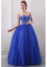 Diamonds and Ruching Blue Tulle Dress for Quince with Puffy Skirt