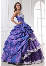 Pick Ups Ball Gown Quinceanera Party Dresses with Lace Hemline