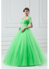 Cute Sweetheart Tulle Dresses for Sweet 16 in Spring Green