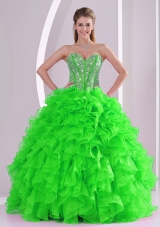 Lace up 2013 winter Ball Gown Quinceanera Dresses with  Ruffles and Beading