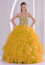 2013 winter Beading and Ruffles Sweetheart Long Quinceanera Gowns