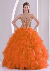 Ruffles and Beaded Decorate Quinceanera Gowns in Sweet 16 with Ball Gown Sweetheart