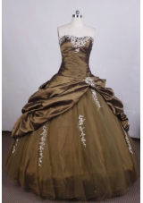 Brand New Ball Gown Strapless FLoor-Length Brown Beading Quinceanera Dresses
