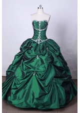 Fashionable Ball Gown Strapless FLoor-Length Green Beading Quinceanera Dresses