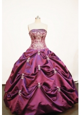 Affordable Ball gown Strapless Floor-length Taffeta Purple Quinceanera Dress