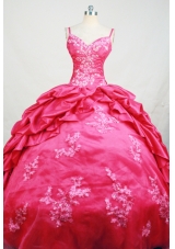 Affordable Ball Gown Straps Floor-Length Hot Pink Beading and Appliques Quinceanera Dresses