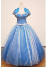 Beautiful Ball gown Strap Floor-length Tulle Blue Quinceanera Dress