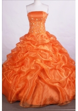 Beautiful Ball Gown Strapless Floor-length Orange Quinceanera Dresses