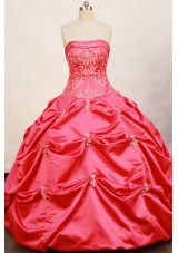 Cheap Ball Gown Strapless Floor-length Taffeta Hot Pink Quinceanera Dress