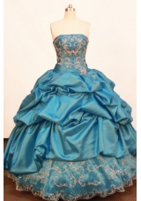 Discount Ball gown Strapless Floor-length Taffeta Blue Quinceanera Dress