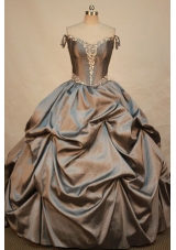 Elegant Ball gown Off the Shoulder Neckline Floor-length Taffeta Brown Quinceanera Dress