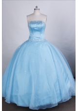 Elegant Ball Gown Strapless Floor-length Light Blue Quinceanera Dresses