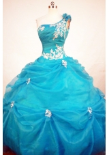 Exclusive Ball Gown One Shoulder Neck Floor-length Quinceanera Dresses Appliques