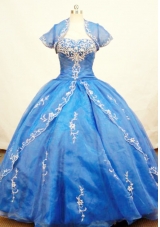 Gorgeous Ball Gown Strapless Floor-length Organza Blue Quinceanera Dresses