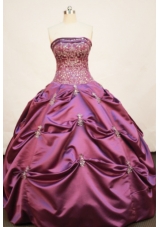 Pretty Ball gown Strapless Floor-length Taffeta Fuchsia Quinceanera Dress