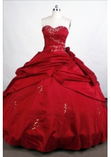 Simple Ball Gown Sweetheart-neck Floor-length Wine Red Quinceanera Dresses