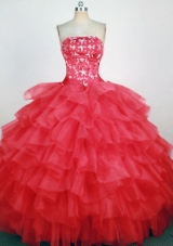 2013 Luxurious Ball Gown Strapless Floor-Length Hot Pink Beading Quinceanera Dresses