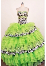 Beautiful Ball Gown Sweetheart Neck Floor-Length Spring Green Beading Quinceanera Dress