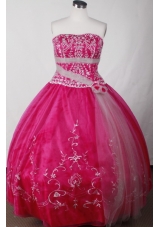 Cute Ball Gown Strapless Floor-length Red Quinceanera Dress