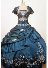 Exquisite Ball Gown Strapless Floor-Length Blue Beading and Embriodery Quinceanera Dress