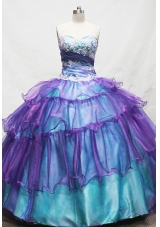 Gorgeous Ball Gown Sweetheart Floor-length Teal Appliques Quinceanera dress