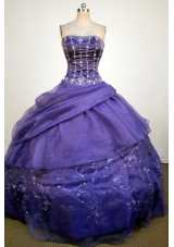 Luxurious Ball Gown Strapless Floor-Length Purple Beading and Appliques Quinceanera Dresses