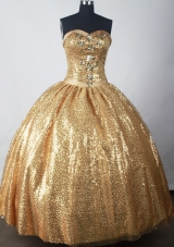 Luxuriously Ball Gown Strapless Floor-length Gold Quinceanera Dress