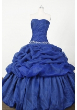 Popular Ball Gown Strapless Floor-length Blue Embroidery Quinceanera dress
