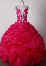 Sexy Ball Gown Straps Floor-length Hot Pink Quinceanera Dress