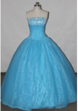 Simple A-line Strapless Floor-length Quinceanera Dresses Appliques