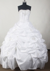 Simple Ball Gown Strapless Floor-length White Quinceanera Dress