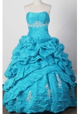 Elegant Ball Gown Strapless Floor-length Blue Quinceanera Dress