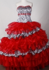 Elegant Ball Gown Strapless Floor-length Red Quinceanera Dress