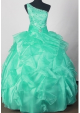 Romantic Ball Gown One Shoulder Neck Floor-length Green Quinceanera Dress