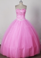 Sweet Ball Gown Strapless Floor-length Pink Quinceanera Dress