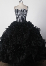 Beautiful Ball Gown Strapless Floor-length Black Quinceanera Dress