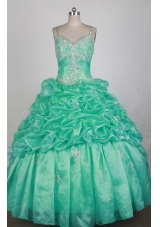 Beautful Ball Gown Straps Floor-length Teal Quinceanera Dress