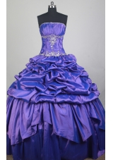 Classical Ball Gown Strapless Floor-length Blue Quinceanera Dress