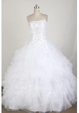 Classical Ball Gown Strapless Floor-length White Quinceanera Dress