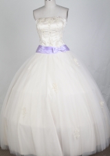 Classical Ball Gown Strapless Floor-length White Quinceanera Dress