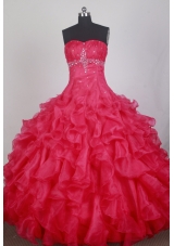 Exclusive Ball Gown Sweetheart Neck Floor-length Red Quinceanera Dress