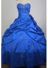 Gorgeous Ball Gown Sweetheart Neck Sweetheart Neck Floor-length Blue Quinceanera Dress