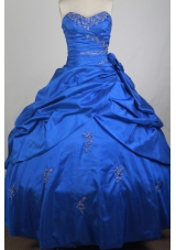 Gorgeous Ball Gown Sweetheart Neck Sweetheart Neck Floor-length Blue Quinceanera Dress