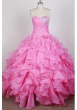 Beautful Ball Gown Sweetheart Neck Floor-length Pink Quinceanera Dress