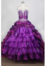 Elegant Ball Gown Sweetheart Neck Floor-length Purple Quinceanera Dress