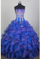 Exclusive Ball Gown Strapless Floor-length Blue Quinceanera Dress